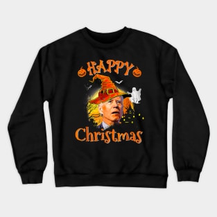 Happy Christmas Joe Biden Confused Pumpkin Halloween Spooky Crewneck Sweatshirt